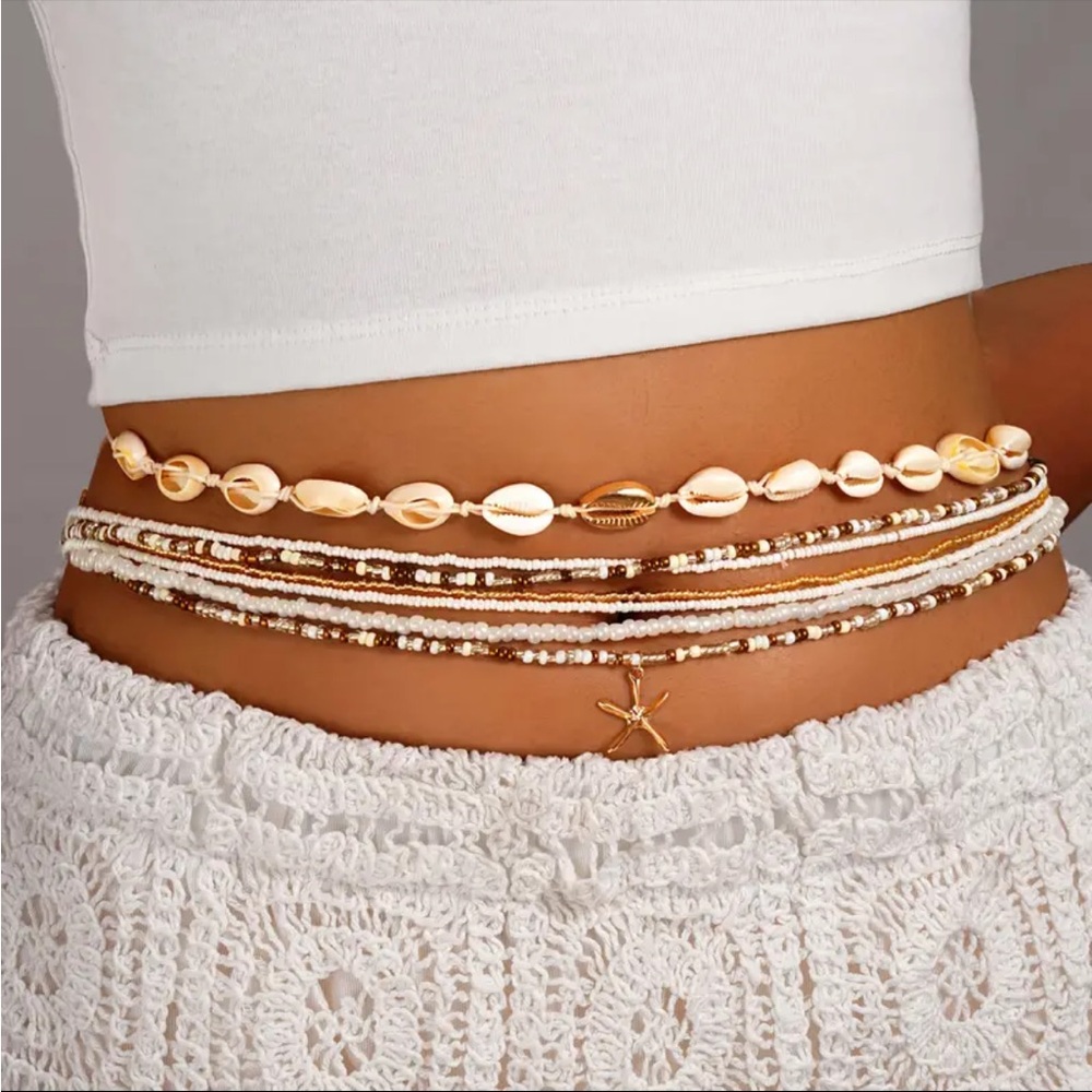 Ocean Style Shell and Bead Waist Chain